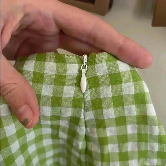 Green Gingham Mini Skirt - Picture 2 of 5